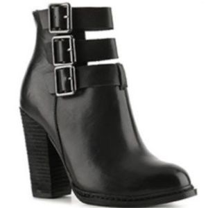 Chinese Laundry Black Leather Heel Booties Womens Size 7 Fall Booties